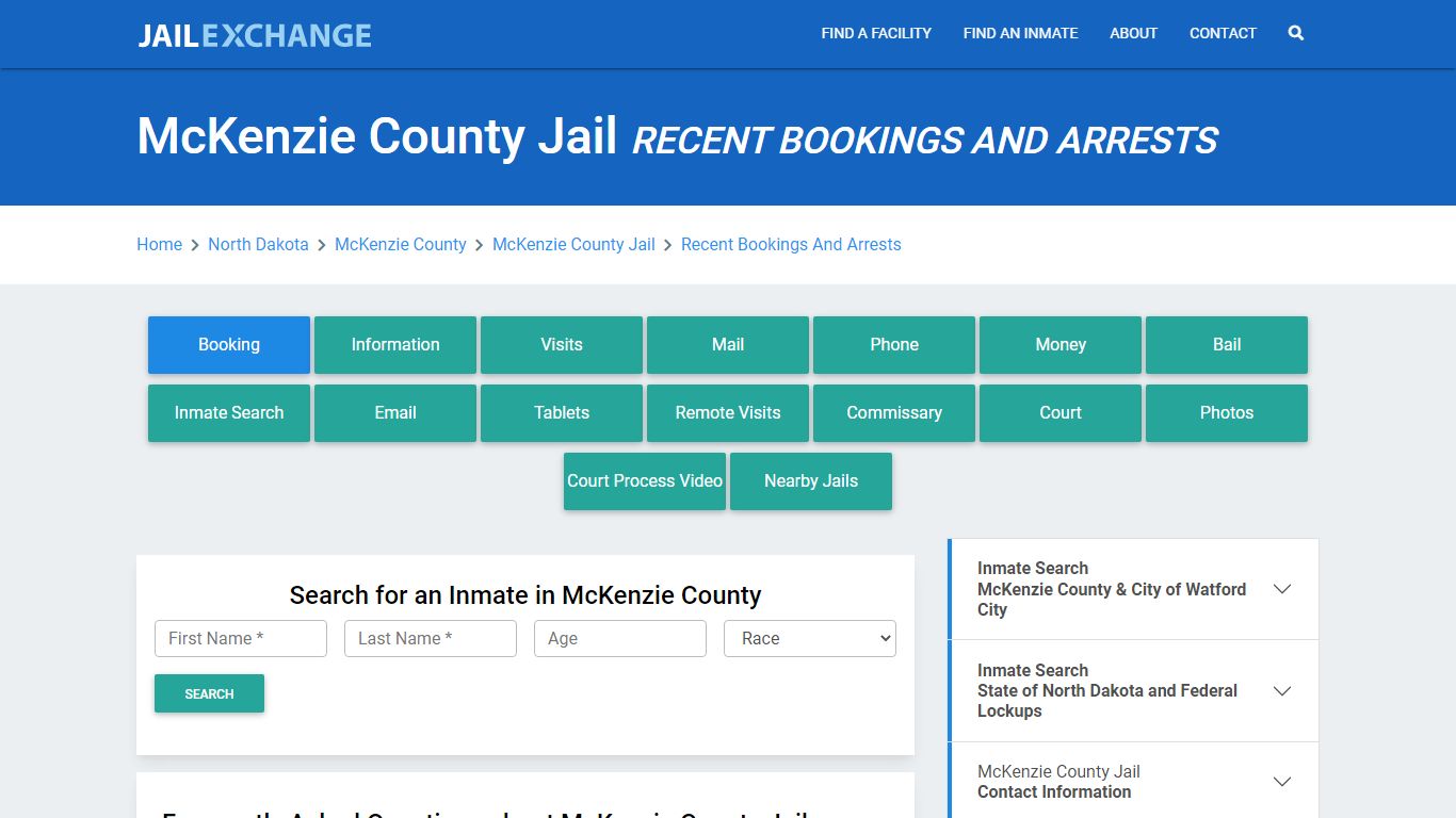 McKenzie County Jail Recent Bookings And Arrests - Jail Exchange