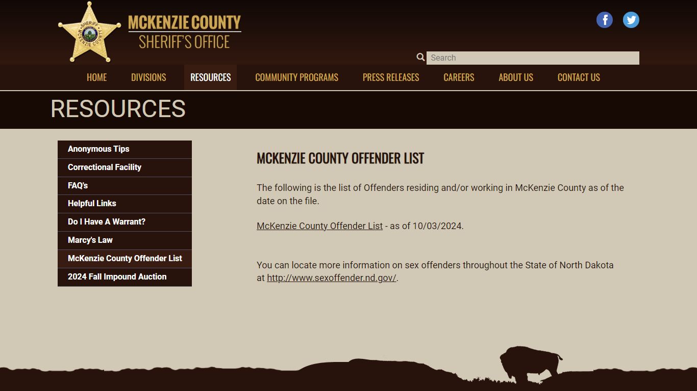 McKenzie County Offender List