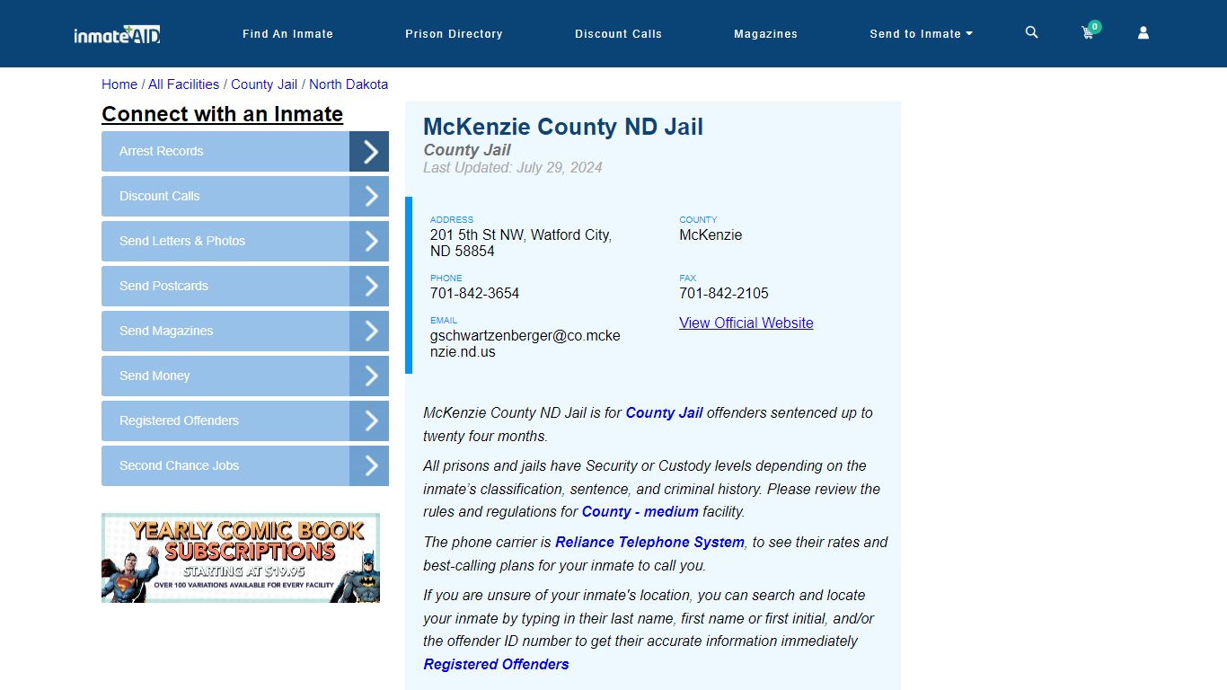 McKenzie County ND Jail - Inmate Locator